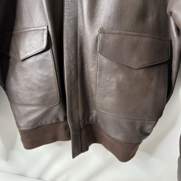 Vtg Sporty’s Pilot Shop A-2 Flight Goat Leather Military Bomber Jacket XL Long - Picture 4 of 16